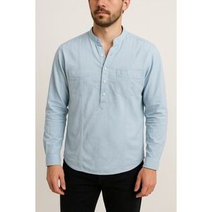 Mens‎ Shirt Size Large Light Blue Long Sleeve Lightweight Casual Coastal Summer